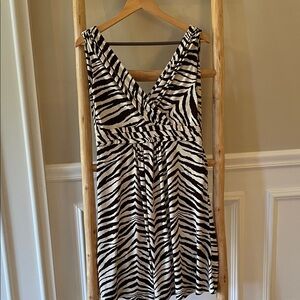 Tahari Brown and Cream Zebra Dress